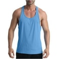 thumbnail image 1 of NaWent Stringer Bodybuilding Tank Tops Low Cut off Y Back Gym Workout Training Stretch Polyester Quick Drying Muscle Shirt on Sky Blue 4(S), 1 of 8