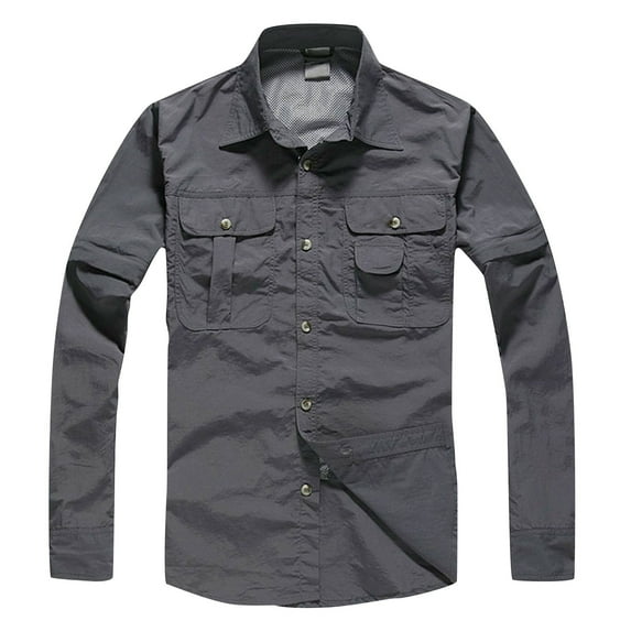 NaWent Tactical Long Sleeve Shirts for Men Military Snap Button Up Work Shirts UV Protection Breathable Hiking Western Tops on Clearance Dark Gray 6(M)