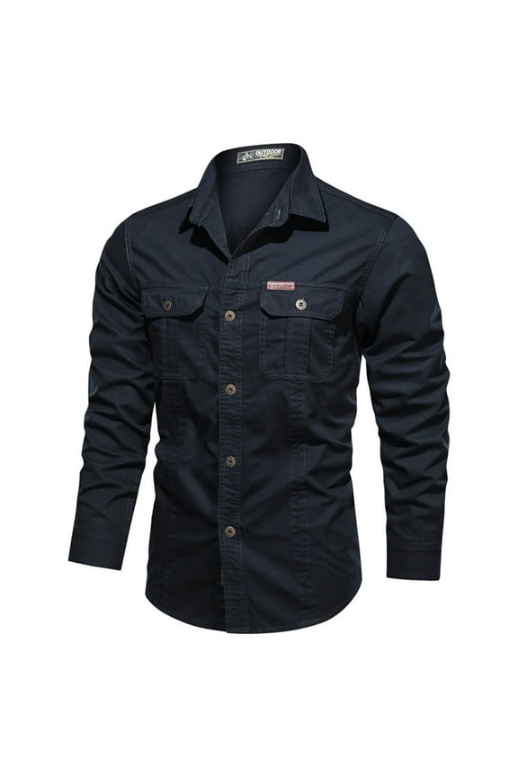 Tactical Long Sleeve Shirts for Men Military Button Up Snap Work Shirts Quick Dry Upf 50+ Uv Western Tops Dark Blue 10(XXL)