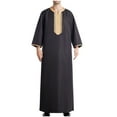 thumbnail image 1 of NaWent Thobe for Men Islam Middle East Islamic Muslim Dress Clothes Loose Fit Open Front Embroidered Abaya Kaftan Thobe Robe Black 8(L), 1 of 5