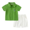 thumbnail image 1 of NaWent Toddler Boy Short Sleeve Polo Shirt & Casual Shorts Set Kids Summer Clothes Suit 2T 3T 4T Little Boys Outfits on Clearance Green 4 Years, 1 of 1