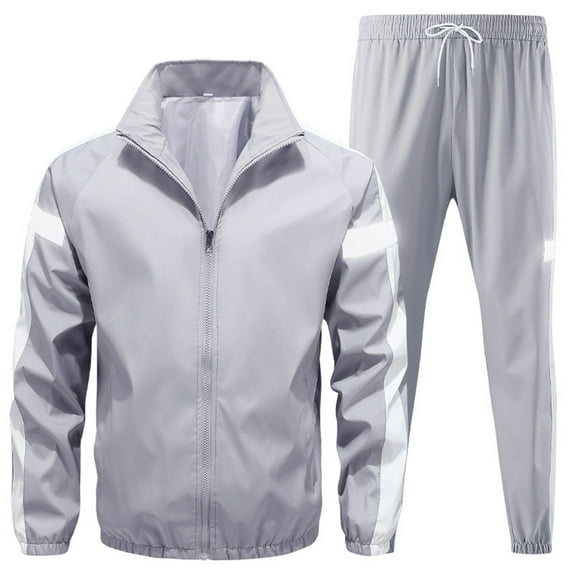 NaWent Up to 30% off Men's Athletic 2 Pieces Tracksuit Casual Full Zip Jogging Sweat Suit Workout Sports Set Sportswear Gray 3XL