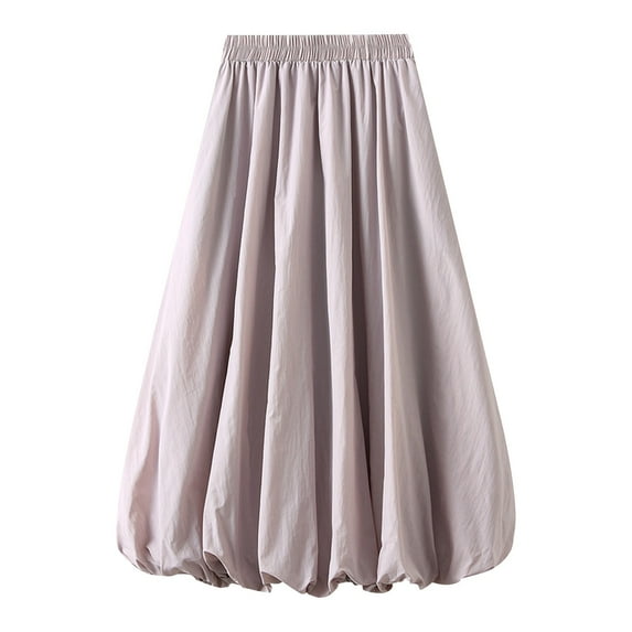 NaWent Up to 30% off Skirt for Women High-waist Flower Skirt Lantern Skirt Skirt Mid-length A-line Skirt Mid-calf Skirt Purple Free Size