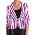 thumbnail image 1 of NaWent Up to 30% off Women's Blazer Casual Work office Open Front Striped Blazer Striped 3/4 Sleeve Lightweight Fashion Jacket Purple 4(S), 1 of 5