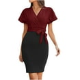 thumbnail image 1 of NaWent Up to 40% off 2 Piece Sets for Women Women's Business Pencil Dress Short Sleeve Wedding Guest office Work Dresses Cocktail Party Wine XL, 1 of 6