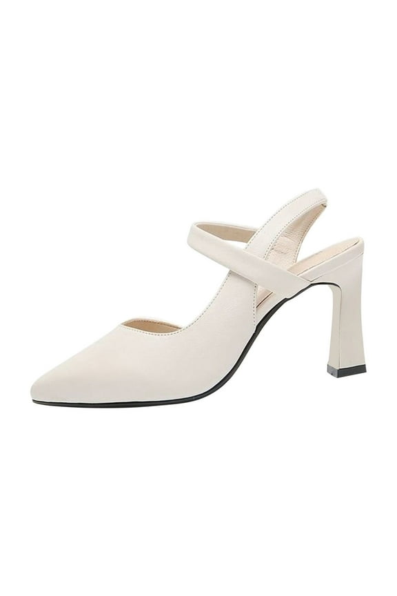 Women's One Cross Strap Pumps Pointed Toe Stiletto High Heels Buckle Strap Dress Party Wedding Shoes White 9(42)