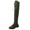 thumbnail image 1 of NaWent Women's Suede Knee High Boot Ladies Lace up High Chunky Heeled Winter Boots Combat Riding Military Boots for Women Green 5.5(36), 1 of 4