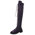 thumbnail image 1 of NaWent Women's Suede Knee High Boot Ladies Lace up High Chunky Heeled Winter Boots Combat Riding Military Boots for Women Purple 8.5(41), 1 of 6