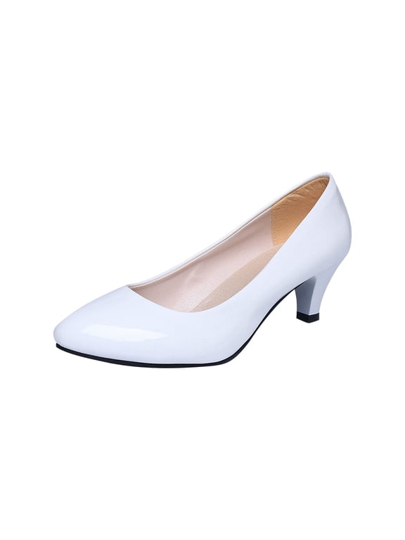 Womens Classic Closed Toe D'Orsay Bow Kitten Heel Pump | Dress, Work, Party Mid Heeled Pumps White 8.5(41)
