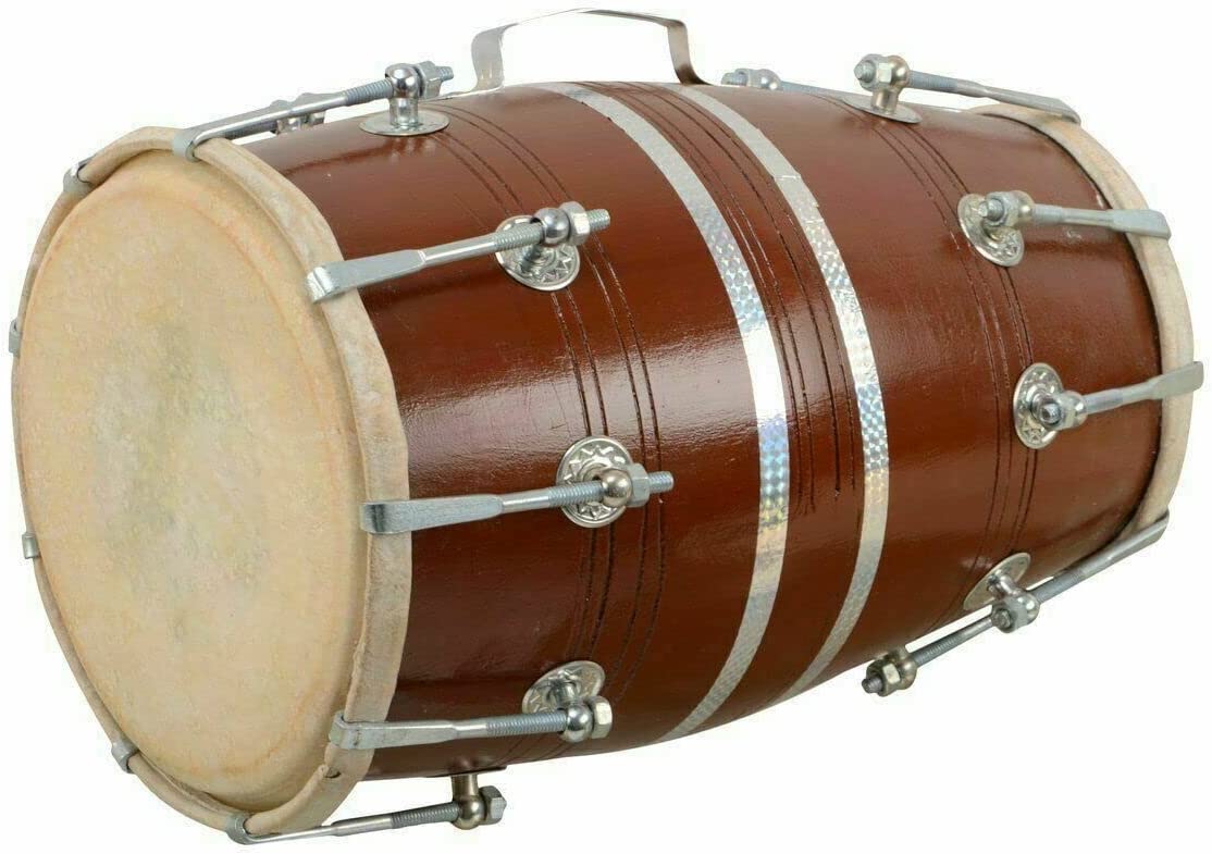 Naad Folk Musical Instrument Traditional Dholak Nut & Bolt Tuned Dholki With Cover