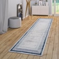 thumbnail image 1 of Naar Marfi 2X8 Area Rug, Blue/Ivory Border, Non-Slip and Non-Shedding Area Rugs for Home Bedroom, Kitchen Floor, Bathroom, Dining and Office, 1 of 8