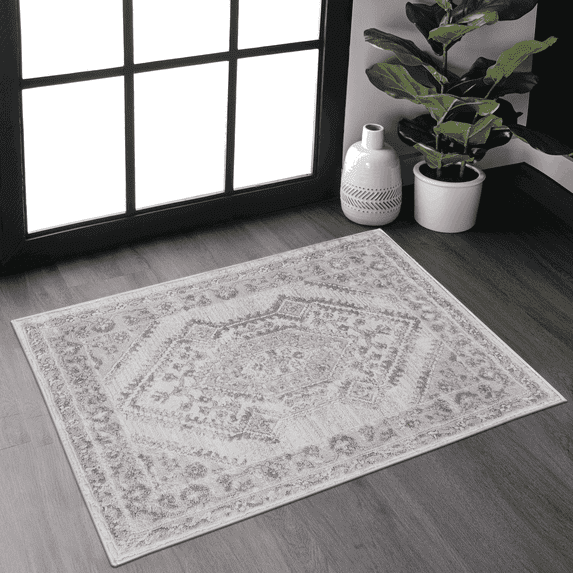 Naar Marfi 2X3 Area Rug Cream/Ivory Bordered, Non-Slip and Non-Shedding Area Rugs for Home Bedroom, Kitchen Floor, Bathroom, Dining and Office