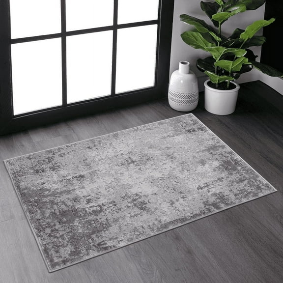 Naar Marfi 2X3 Area Rug, Light Grey Abstract, Non-Slip and Non-Shedding Area Rugs for Home Bedroom, Kitchen Floor, Bathroom, Dining and Office