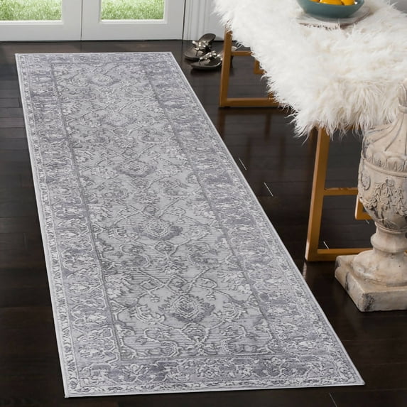Naar Marfi 2X8 Area Rug, Gray Oriental, Non-Slip and Non-Shedding Area Rugs for Home Bedroom, Kitchen Floor, Bathroom, Dining and Office