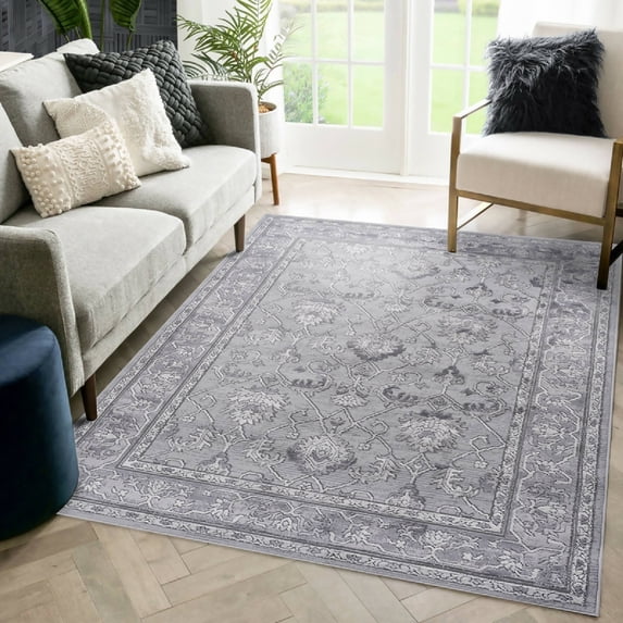 Naar Marfi 5X7 Area Rug, Gray Oriental, Non-Slip and Non-Shedding Area Rugs for Home Bedroom, Kitchen Floor, Bathroom, Dining and Office
