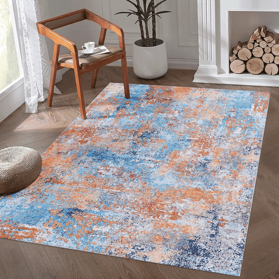 Naar Maval 5X8 Area Rug, Multicolor Abstract, Machine Washable Rugs for Living Room, Non-Slip, Non-Shedding and Foldable Rugs