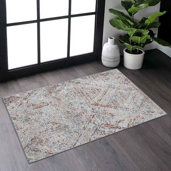 Naar Payas 2X3 Area Rug, Beige Geometric Power Loom Crafted Area Rugs for Indoor Living Room, Bedroom, and Dining Room
