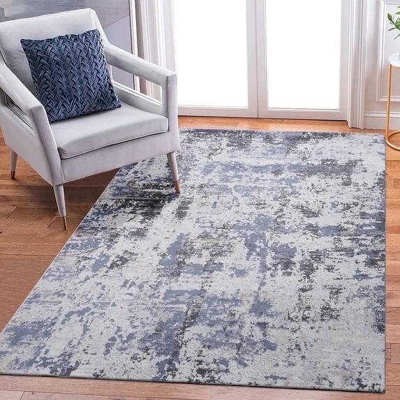 Naar Payas 5X7 Area Rug, Grey/Denim Abstract Power Loom Crafted Area Rugs for Indoor Living Room, Bedroom, and Dining Room