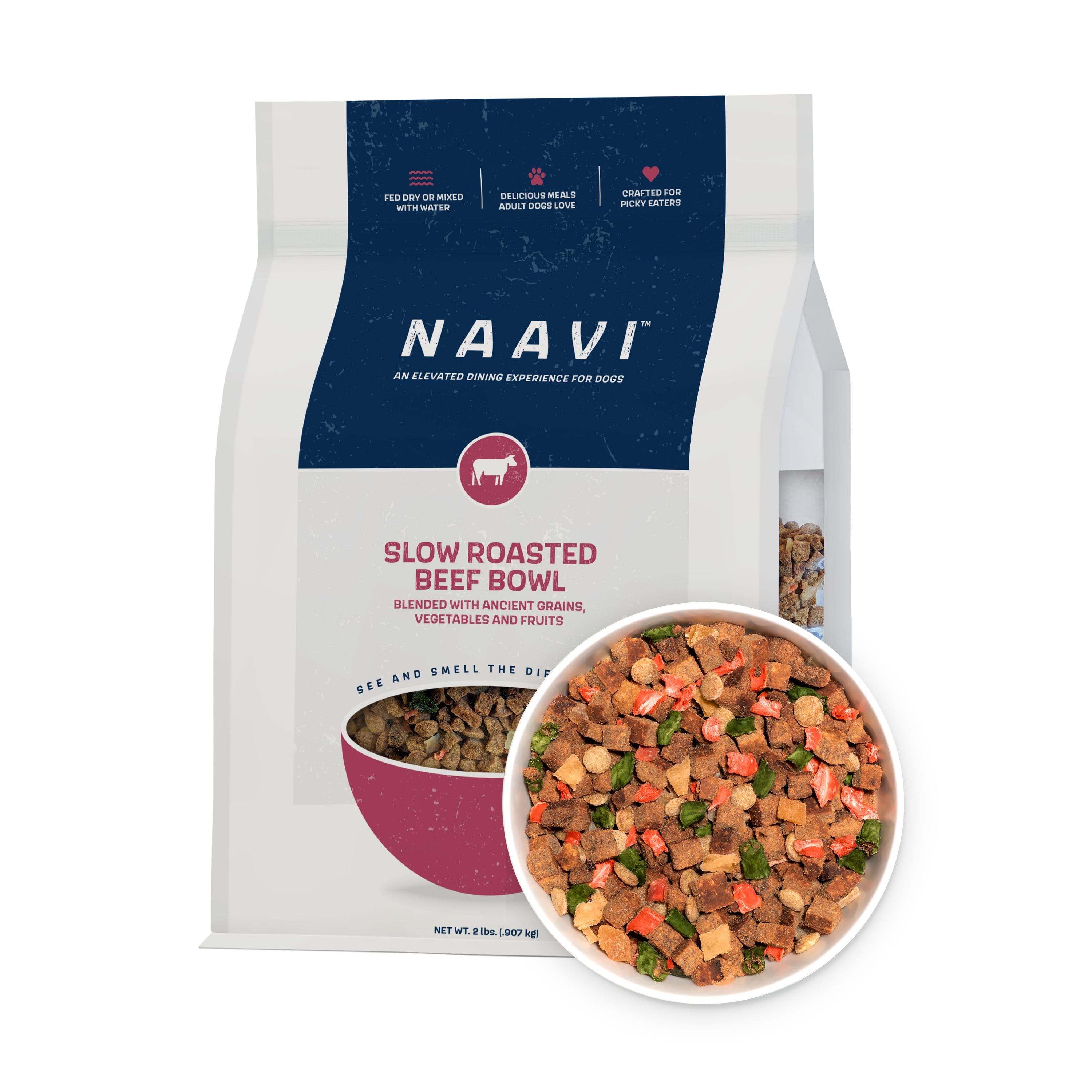 Naavi Slow-Roasted Beef Bowl Dry Dog Food, 2 lb Bag