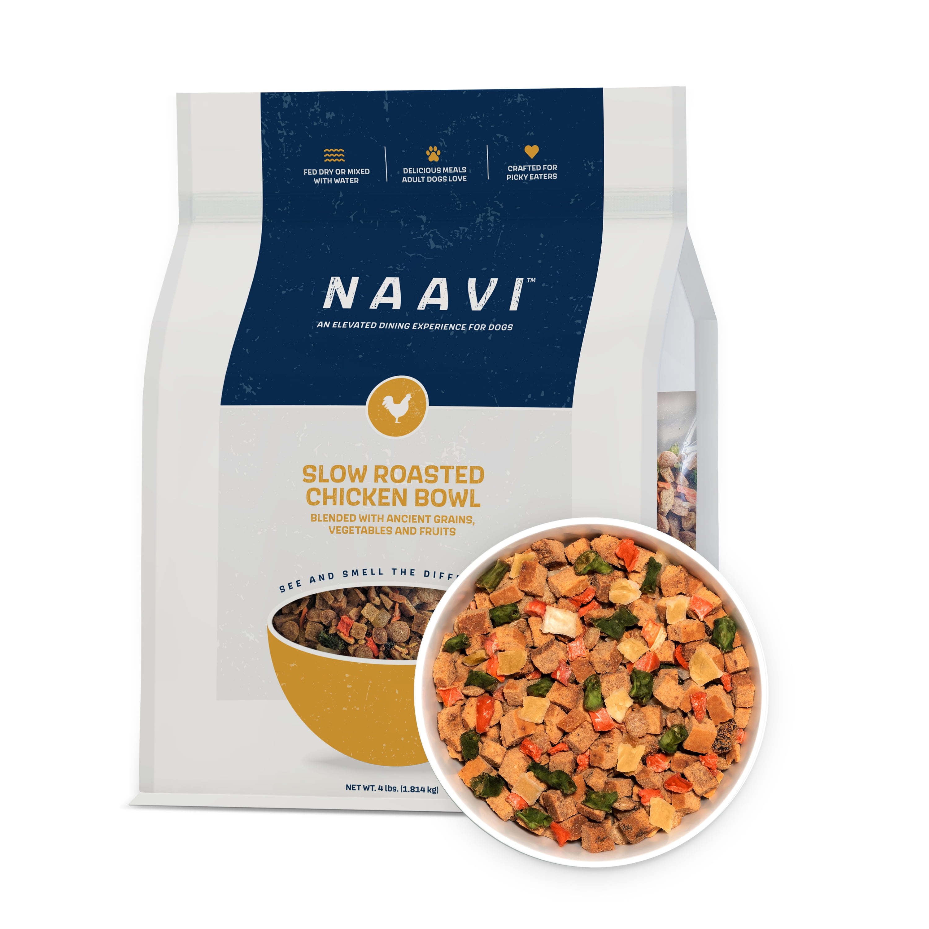 Naavi Slow-Roasted Chicken Bowl Dry Dog Food, 4 lb Bag
