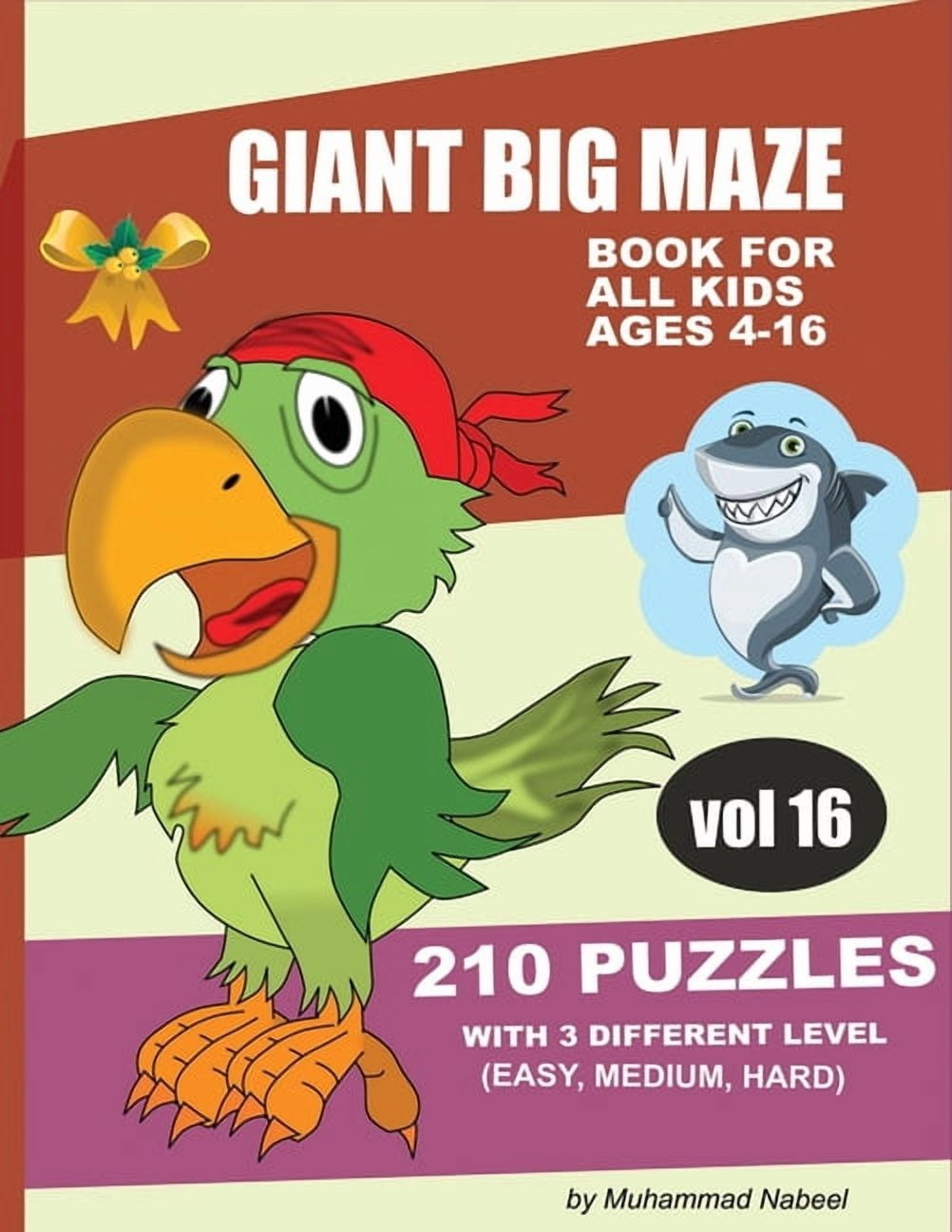Nabeel Journals and Notebooks Giant Big Maze Book for All Kids Ages 4-16 - 210 Puzzles with 3 Different Level (Easy, Medium, Hard) - Vol 16: Maze Puzz, Book 126, (Paperback)
