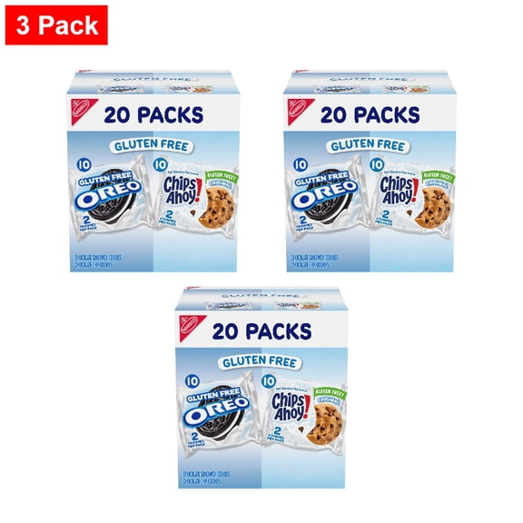 Nabisco Chips Ahoy and Oreo Gluten Free Cookies Variety Pack 20 ct - 3 Pack