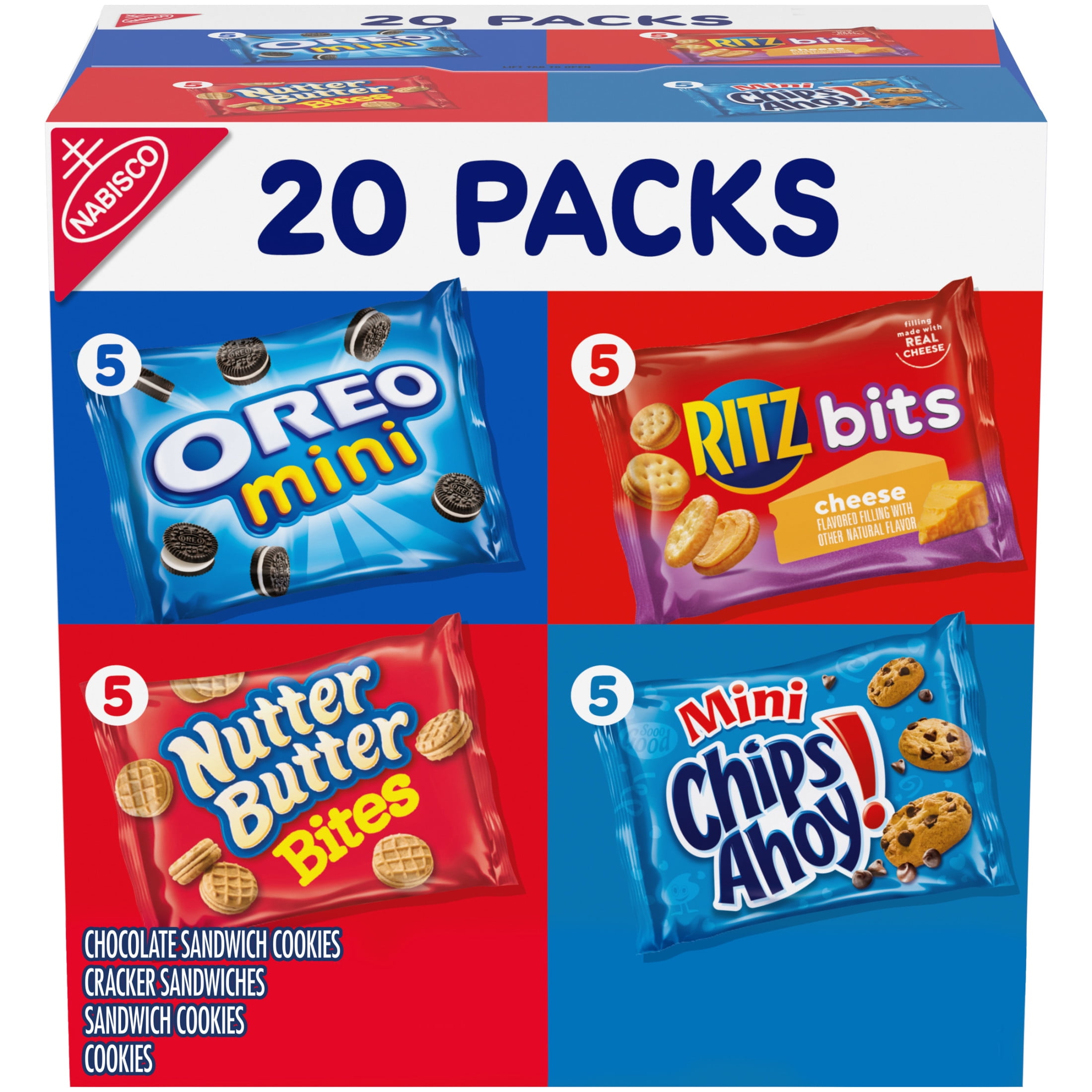 Nabisco Classic Mix Variety Pack, OREO, CHIPS AHOY!, Nutter Butter, RITZ Bits Cheese, 20 Snack Packs