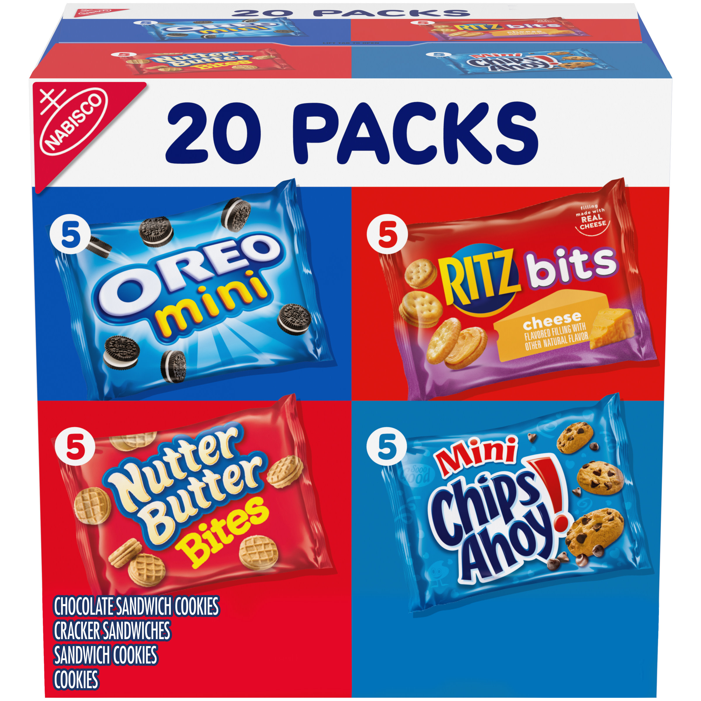 Nabisco Classic Mix Variety Pack, OREO Mini, CHIPS AHOY! Mini, Nutter Butter Bites, RITZ Bits Cheese, Easter Snacks, 20 Snack Packs - image 1 of 12