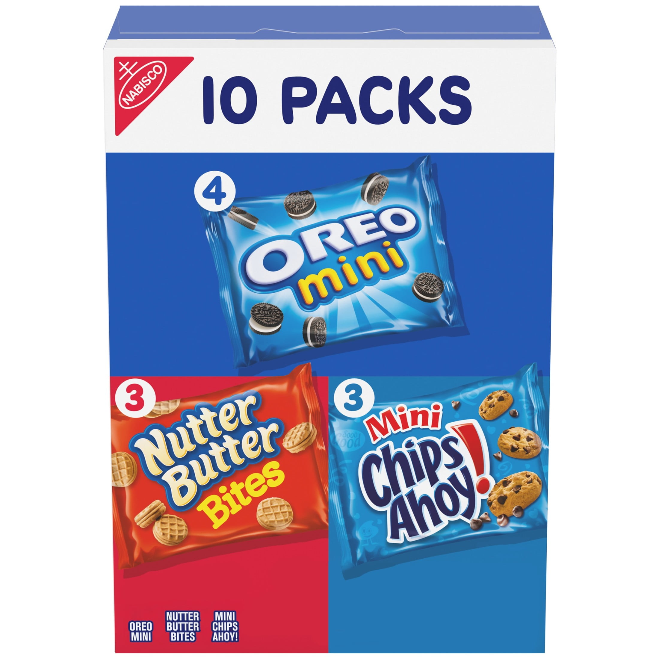 Nabisco Cookie Variety Pack, OREO Mini, Nutter Butter Bites, CHIPS AHOY! Mini, Baked, 10 Snack Packs
