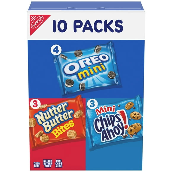 Nabisco Cookie Variety Pack, OREO Mini, Nutter Butter Bites, CHIPS AHOY! Mini, Baked, 10 Snack Packs