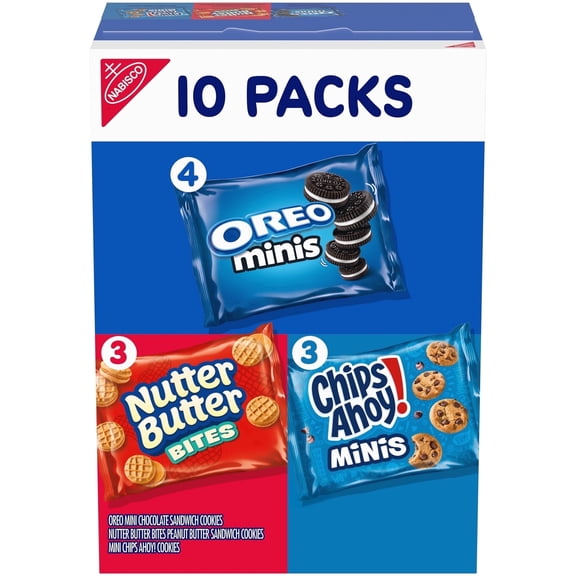 Nabisco Cookie Variety Pack, OREO Mini, Nutter Butter Bites, CHIPS AHOY! Mini, 10 Snack Packs