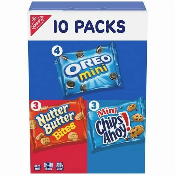 Nabisco Cookie Variety Pack, OREO Mini, Nutter Butter Bites, CHIPS AHOY! Mini, 10 Snack Packs