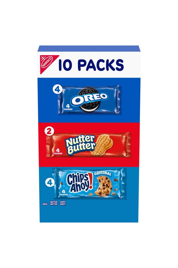 Nabisco Cookies Variety Pack, OREO, Nutter Butter, and CHIPS AHOY!, 10 Four-Cookie Snack Packs