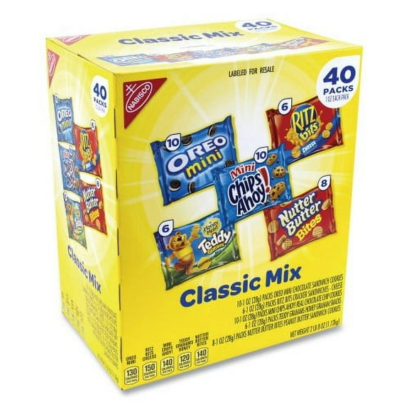 Nabisco Cookie and Cracker Classic Mix, Assorted Flavors, 1 oz Pack, 40 Packs/Box, (22000086)