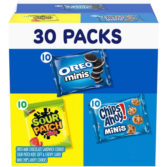 Nabisco Cookies & Candy Variety Pack, SOUR PATCH KIDS, OREO and CHIPS AHOY!, 30 Snack Packs