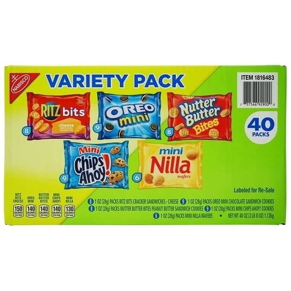Nabisco Cookies and Crackers Variety Pack 1 Ounce (Pack of 40)