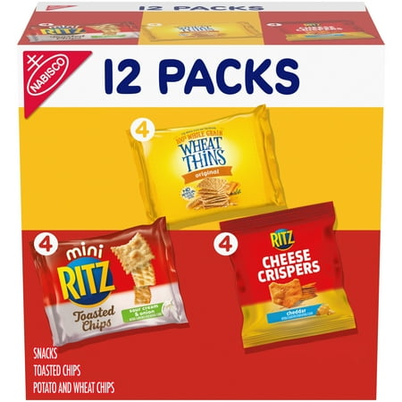Nabisco Cracker Variety Pack, RITZ Toasted Chips, RITZ Cheese Crispers & Wheat Thins, 48 Snack Packs