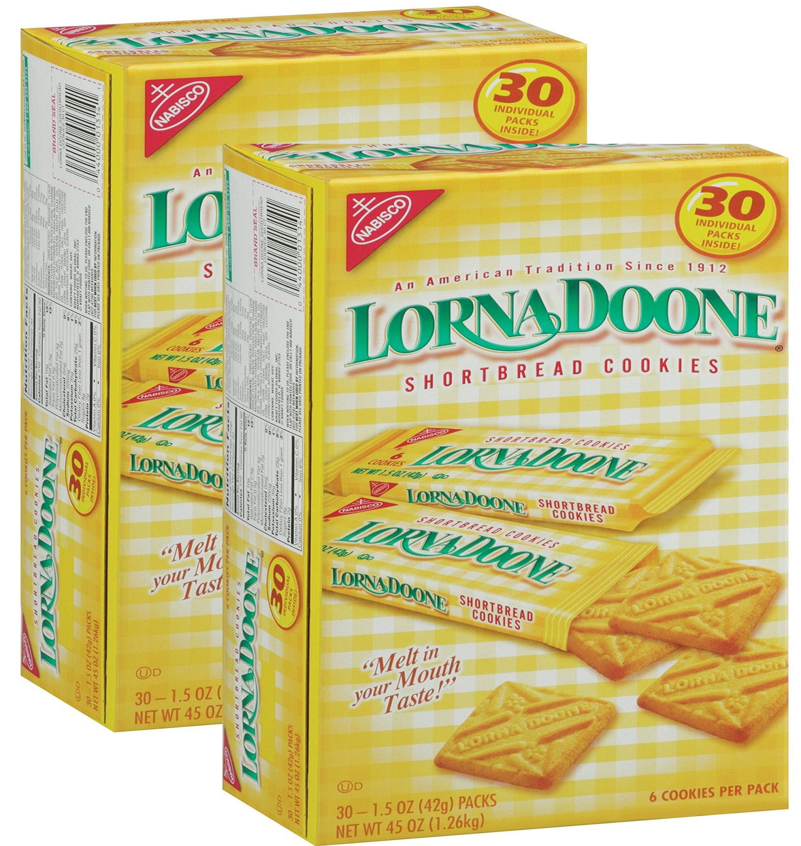 Nabisco Lorna Doone Shortbread Cookies 60 pack (1.5 oz., 30 ct x 2= 60