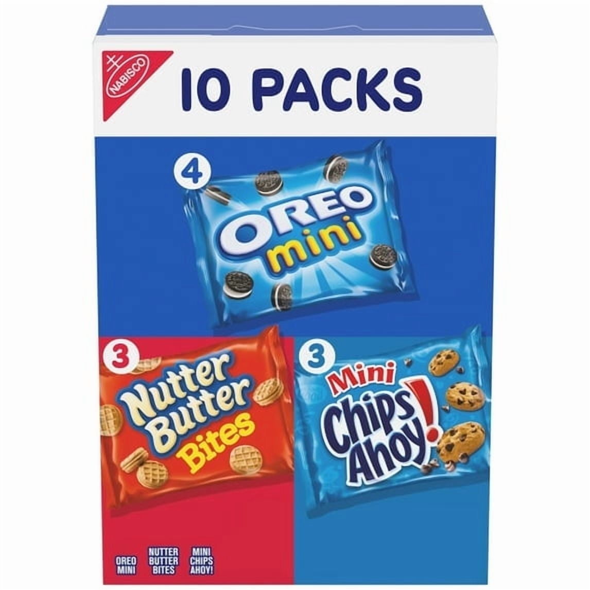 Nabisco Mini Cookie Variety Pack, OREO, Nutter Butter, CHIPS AHOY!, School Snacks, 10 Snack Packs