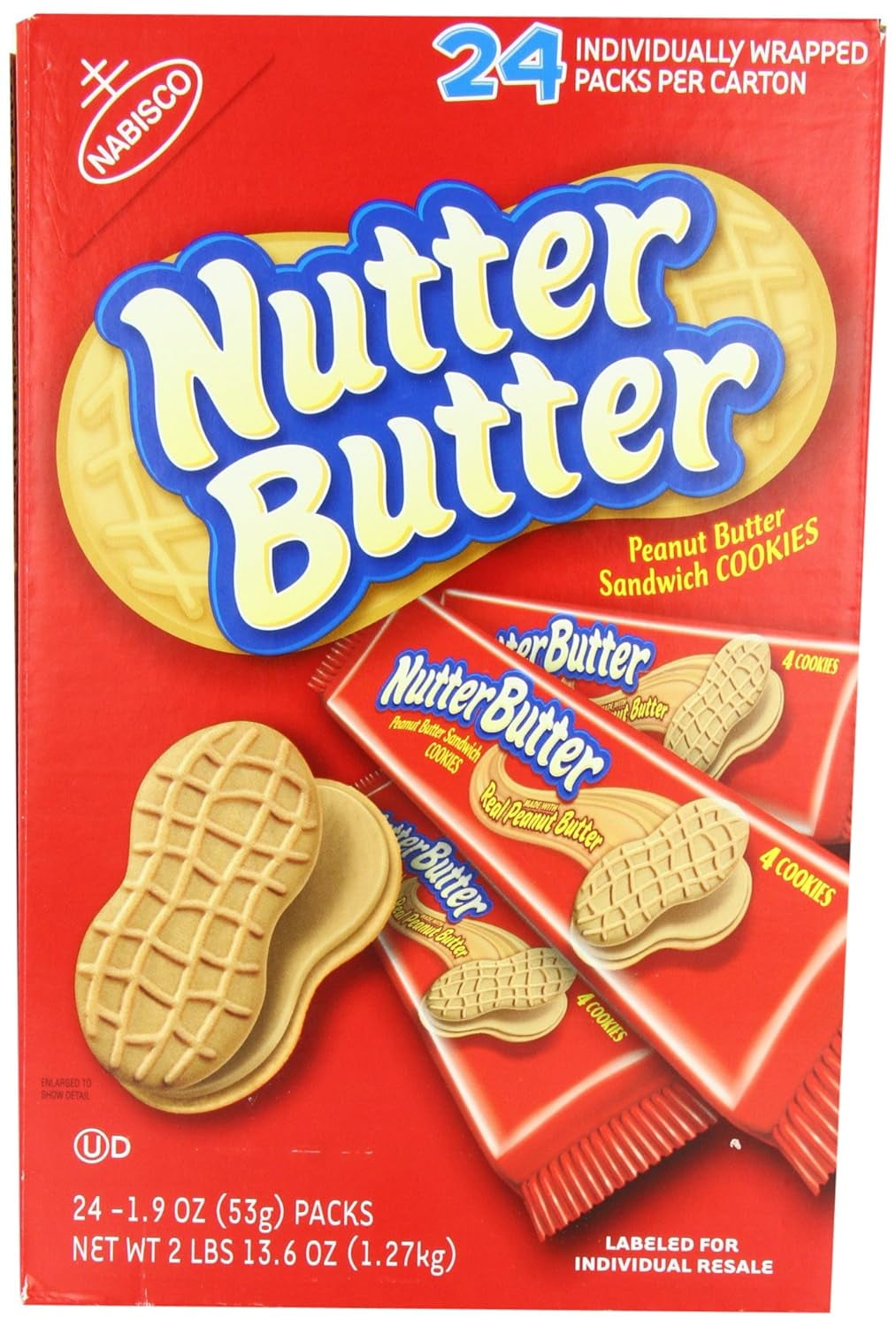 Nabisco Nutter Butter Sandwich Cookies, Peanut, 24 Count - Walmart.com