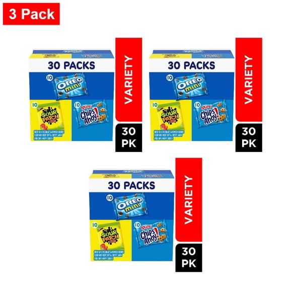 Nabisco OREO & CHIPS AHOY! Cookies & SOUR PATCH Candy Variety Pack 30 ct - 3 Pack