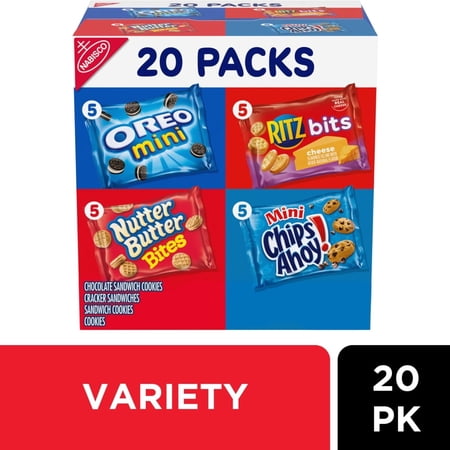 Nabisco Oreo Chips Ahoy! Nutter Butter Ritz Bits Cookies & Crackers Variety Pack, 20 ct, 1 oz (packaging may vary)