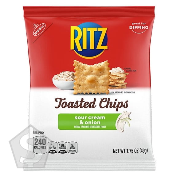 Nabisco Ritz 1.75 oz. Toasted Sour Cream and Onion Chip Snack Pack - 60/Case