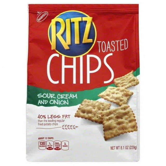 Nabisco, Ritz, Sour Cream and Onion, Toasted Chips, 8.1 oz, 40% Less Fat, Plastic Bag