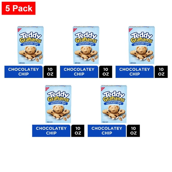 Nabisco TEDDY GRAHAMS Chocolatey Chip Cookies 10 oz - 5 Pack