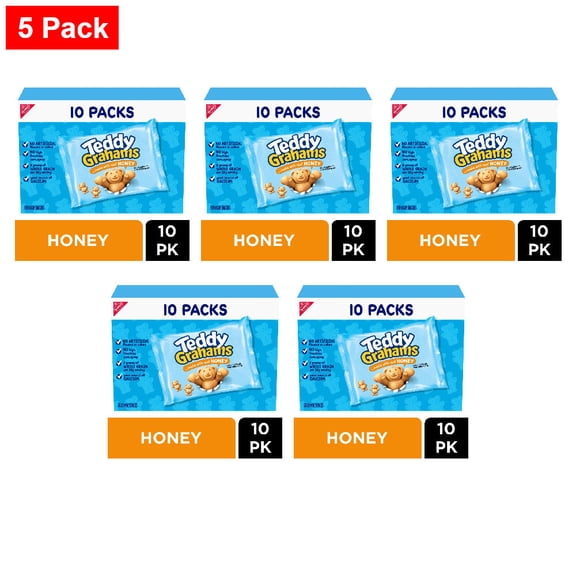 Nabisco TEDDY GRAHAMS Honey Cookies Multipack 10 ct / 1 oz - 5 Pack