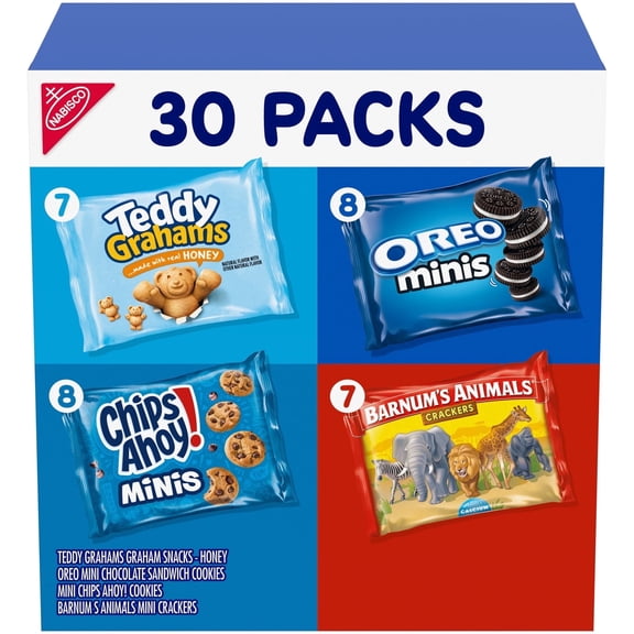 Nabisco Team Favorites Variety Pack, OREO, CHIPS AHOY!, Teddy Grahams & Barnum's, 30 Snack Packs