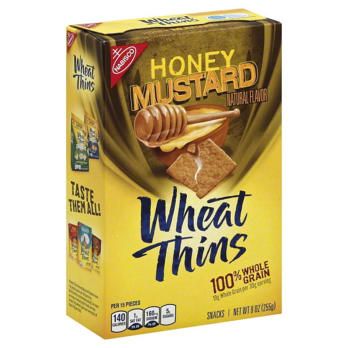 Nabisco Wheat Thins 100 Whole grain Honey Mustard Snacks, 9 Oz