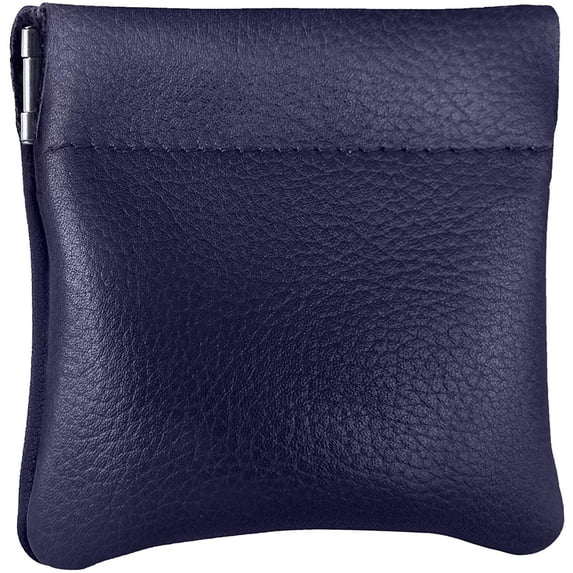 Nabob Leather Genuine Leather Squeeze Coin Purse, Coin Pouch Made IN U.S.A. Change Holder For Men/Woman Size 3.5 X 3.5 (Purple)