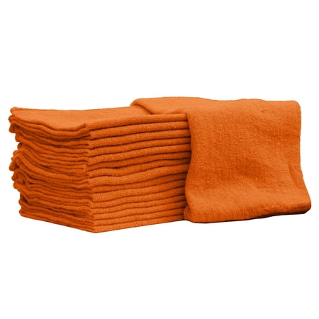 Nabob Wipers Auto Mechanic Shop Towels 100 Pack Shop Rags 100% Cotton Size 14"x14" Commercial Grade (100 Pack, Orange)
